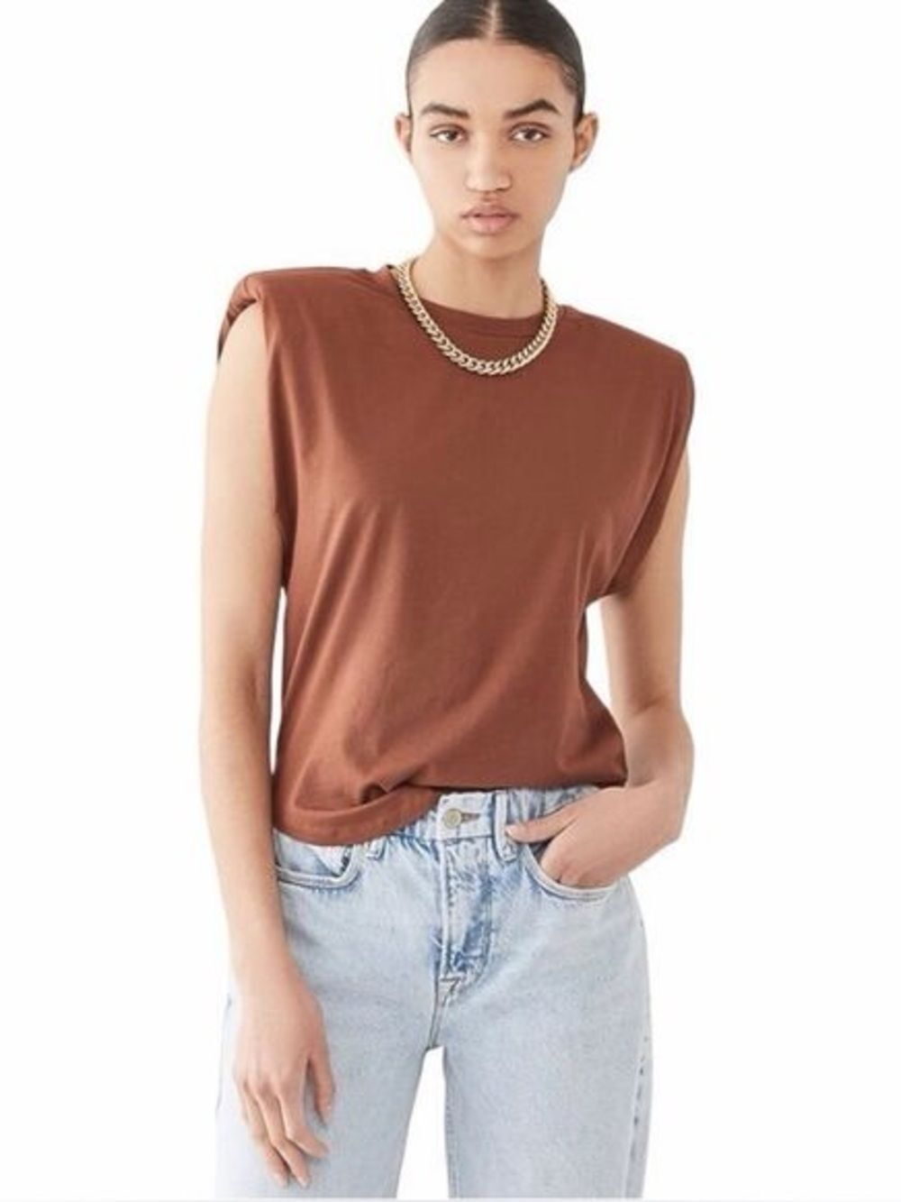 Good American Strong Shoulder Tank Top Women’s Tortoise Shell Brown Size 0